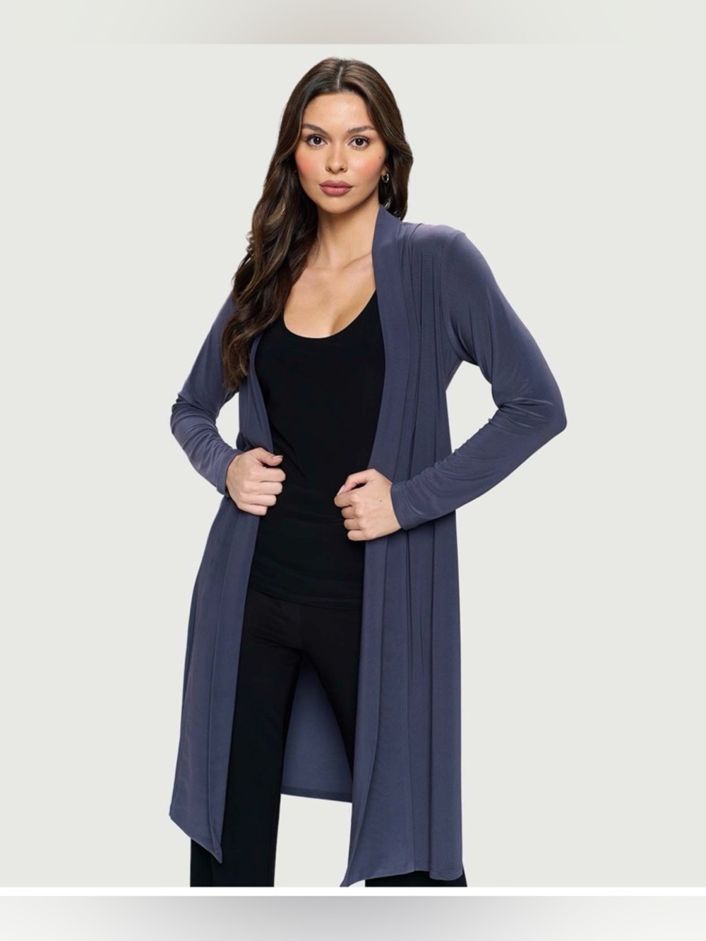 Joseph A. Bluish Purple Lightweight Knee Length Duster Cardigan - Size S